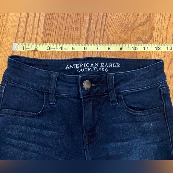 American Eagle Dark Wash Denim Super Low Stretch Skinny Jegging Jeans - Picture 13 of 16